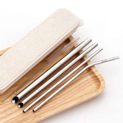 6mm/8mm/12mm custom drinking straw Beveled pipe Boba Metal Straws Angled Tip tea straw with oblique incisions