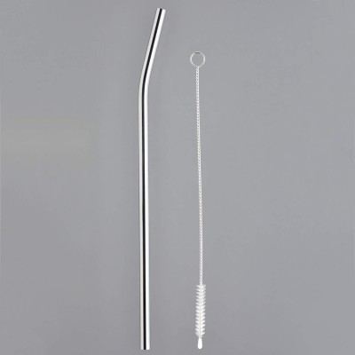 Exclusive design  eco-friendly travel metal cleaning brush pipe-bending straight drinking stainless straw set in pouch